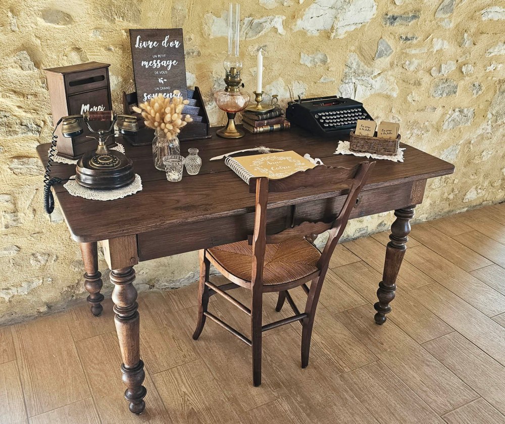 bureau bois mobilier déco reception mariage
