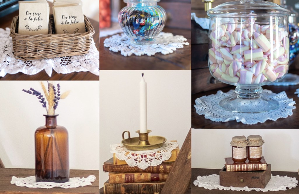 napperons anciens dentelle déco reception mariage