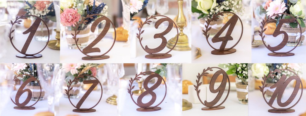 numéros de table déco reception mariage