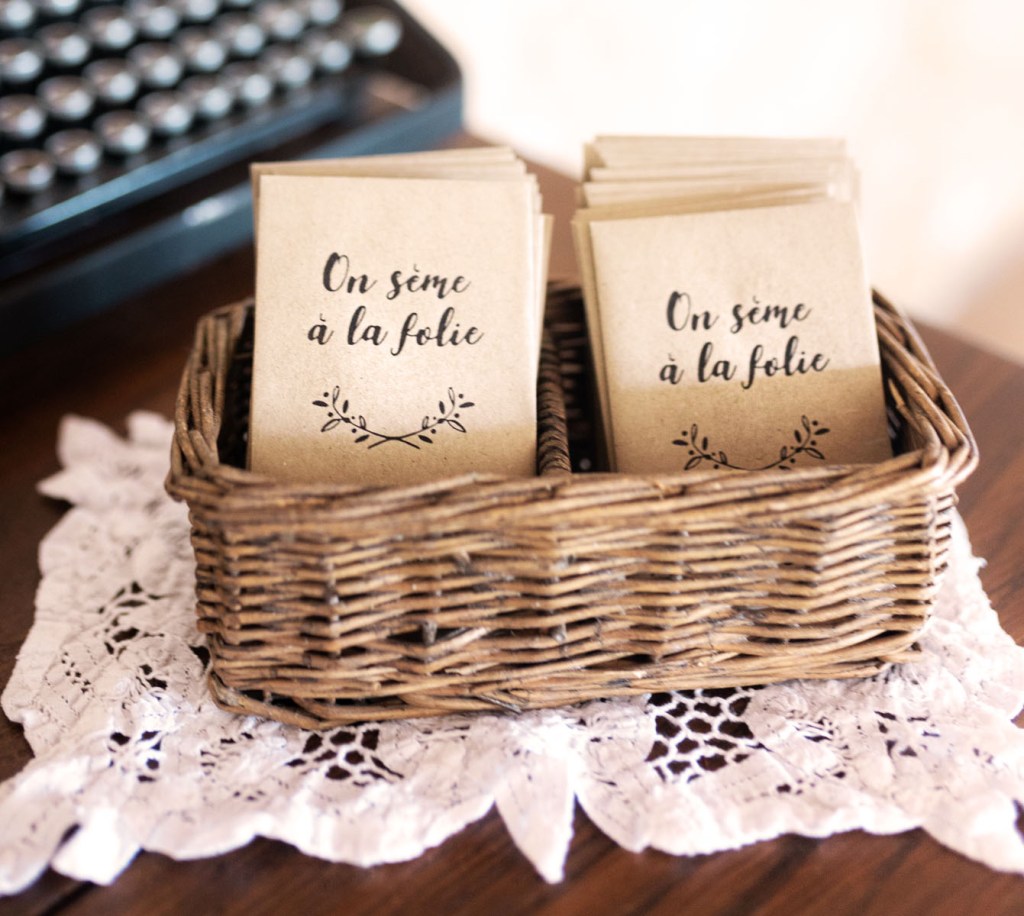 petit panier graines déco mariage reception